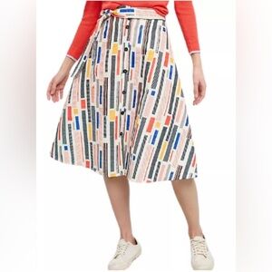 Anthropologie Hutch Skirt A-Line Belted Midi Skirt Sz 10